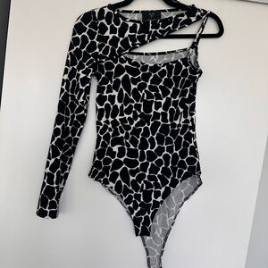 AX Paris Black and White Patterned Bodysuit